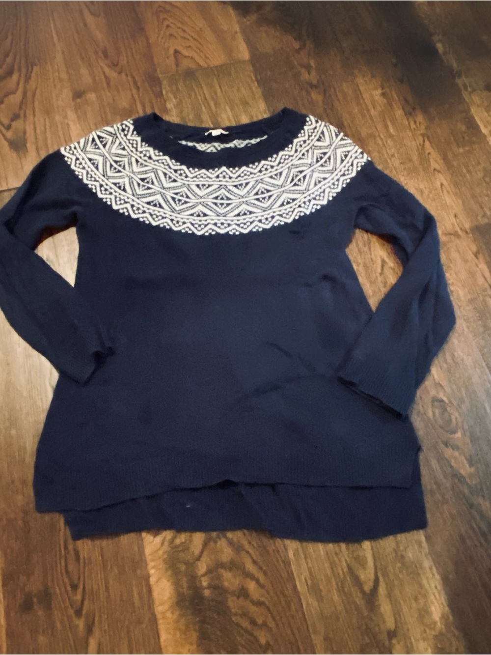Maternity Navy Fair Isle Yoke Sweater - Women